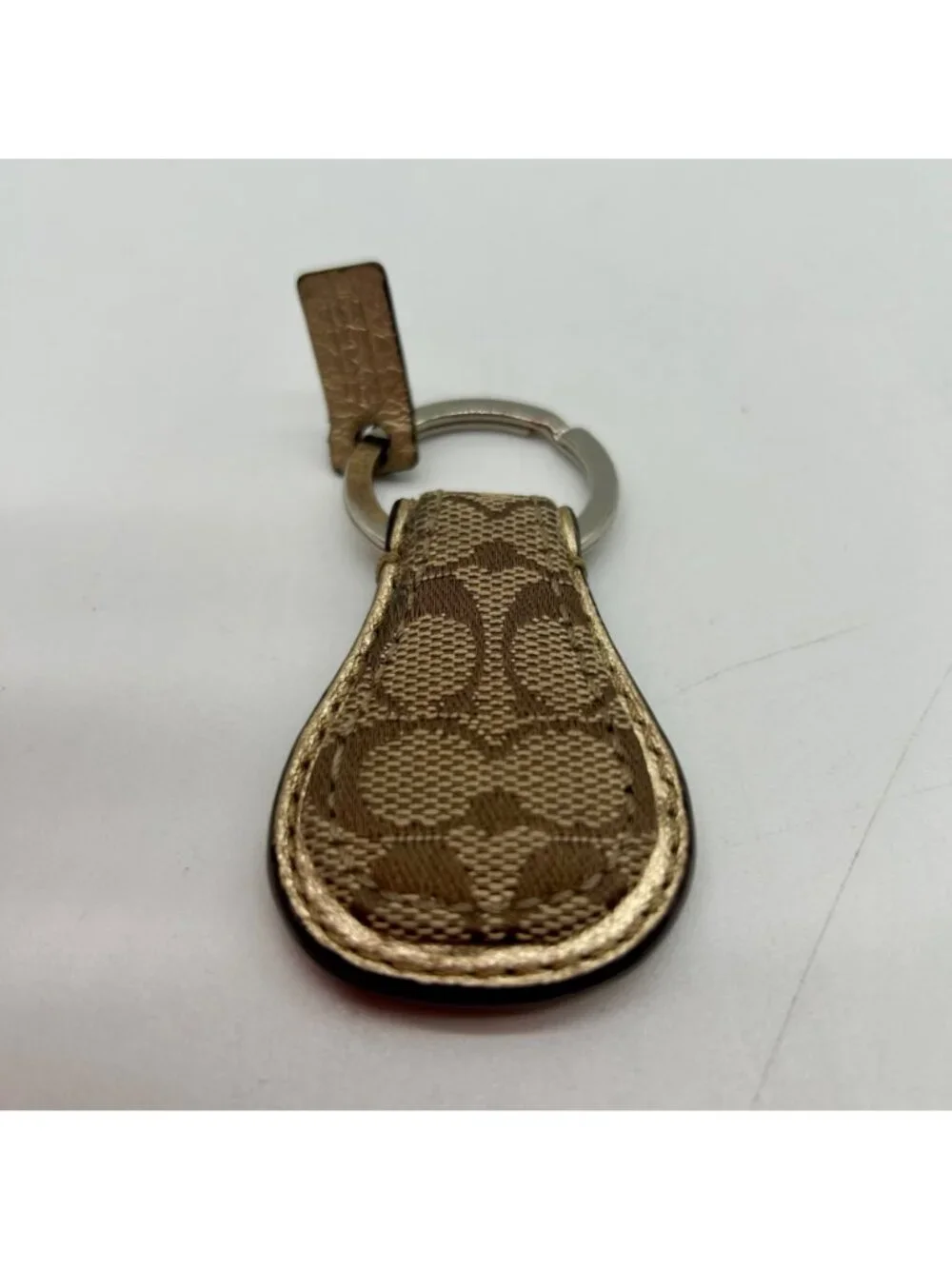 Coach Tan Canvas Print Keychain